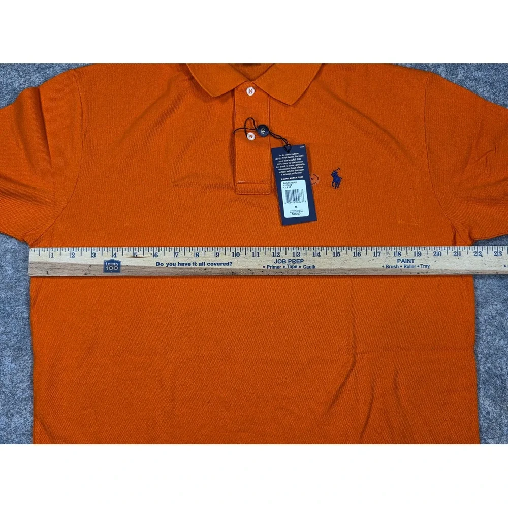 NEW Polo Ralph Lauren Mens Mesh Shirt Polo Orange Pony M Vintage NWT *FLAW*